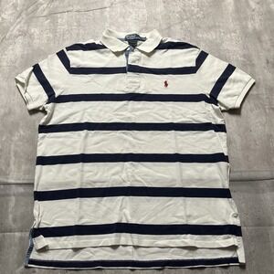 Polo Ralph Lauren Men's XL Striped Polo Shirt Navy White Blue Red Pony